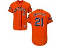 Men's Majestic Houston Astros #21 Andy Pettitte Authentic Orange Alternate 2017 World Series Champions Flex Base MLB Jersey