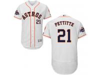 Men's Majestic Houston Astros #21 Andy Pettitte Authentic White Home 2017 World Series Champions Flex Base MLB Jersey