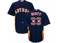 Men's Majestic Houston Astros #33 Mike Scott Navy Blue Team Logo Fashion Cool Base MLB Jersey