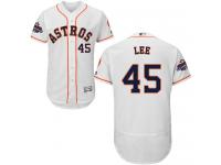 Men's Majestic Houston Astros #45 Carlos Lee Authentic White Home 2017 World Series Champions Flex Base MLB Jersey