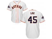 Men's Majestic Houston Astros #45 Carlos Lee Replica White Home 2017 World Series Champions Cool Base MLB Jersey