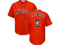 Men's Majestic Houston Astros #5 Jeff Bagwell Authentic Orange Team Logo Fashion Cool Base MLB Jersey