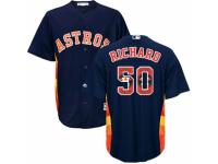 Men's Majestic Houston Astros #50 J.R. Richard Navy Blue Team Logo Fashion Cool Base MLB Jersey