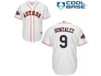 Men's Majestic Houston Astros #9 Marwin Gonzalez Replica White Home 2017 World Series Champions Cool Base MLB Jersey