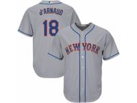 Men's Majestic New York Mets #18 Travis d'Arnaud Grey Road Cool Base MLB Jersey