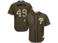Men's Majestic Philadelphia Phillies #49 Jake Arrieta Green Salute to Service MLB Jersey