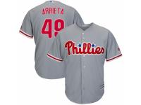 Men's Majestic Philadelphia Phillies #49 Jake Arrieta Grey Road Cool Base MLB Jersey