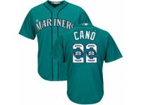 Men's Majestic Seattle Mariners #22 Robinson Cano Teal Green Team Logo Fashion Cool Base MLB Jersey