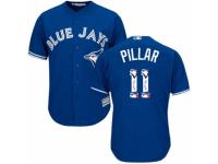 Men's Majestic Toronto Blue Jays #11 Kevin Pillar Blue Team Logo Fashion MLB Jersey