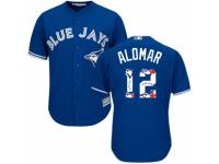 Men's Majestic Toronto Blue Jays #12 Roberto Alomar Blue Team Logo Fashion MLB Jersey