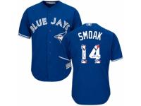 Men's Majestic Toronto Blue Jays #14 Justin Smoak Blue Team Logo Fashion MLB Jersey