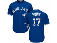 Men's Majestic Toronto Blue Jays #17 Ryan Goins Blue Team Logo Fashion MLB Jersey