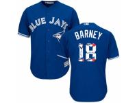 Men's Majestic Toronto Blue Jays #18 Darwin Barney Blue Team Logo Fashion MLB Jersey