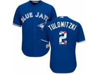 Men's Majestic Toronto Blue Jays #2 Troy Tulowitzki Blue Team Logo Fashion MLB Jersey