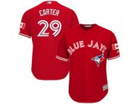 Men's Majestic Toronto Blue Jays #29 Joe Carter Red Canada Day MLB Jersey