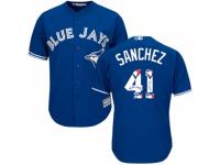 Men's Majestic Toronto Blue Jays #41 Aaron Sanchez Blue Team Logo Fashion MLB Jersey