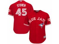 Men's Majestic Toronto Blue Jays #45 Drew Storen Red Canada Day MLB Jersey