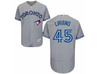 Men's Majestic Toronto Blue Jays #45 Francisco Liriano Grey Flexbase Authentic Collection MLB Jersey