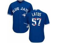 Men's Majestic Toronto Blue Jays #57 Mat Latos Blue Team Logo Fashion MLB Jersey