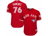 Men's Majestic Toronto Blue Jays #76 Tony Sanchez Red Canada Day MLB Jersey