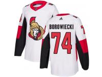 Men's Mark Borowiecki Authentic White Reebok Jersey NHL Ottawa Senators #74 Away