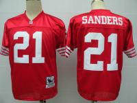 Men's Mitchell & Ness San Francisco 49ers #21 Deion Sanders Throwback Jersey-Red