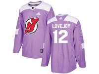 Men's New Jersey Devils #12 Ben Lovejoy Adidas Purple Authentic Fights Cancer Practice NHL Jersey