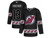 Men's New Jersey Devils #13 Nico Hischier Adidas Black Authentic Team Logo Fashion NHL Jersey