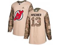 Men's New Jersey Devils #13 Nico Hischier Adidas Camo Authentic Veterans Day Practice NHL Jersey