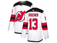 Men's New Jersey Devils #13 Nico Hischier Adidas White Away Authentic NHL Jersey