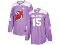 Men's New Jersey Devils #15 Jamie Langenbrunner Adidas Purple Authentic Fights Cancer Practice NHL Jersey