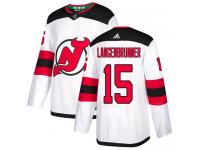 Men's New Jersey Devils #15 Jamie Langenbrunner Adidas White Away Authentic NHL Jersey