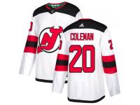 Men's New Jersey Devils #20 Blake Coleman Adidas White Away Authentic NHL Jersey