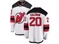 Men's New Jersey Devils #20 Blake Coleman White Away Breakaway NHL Jersey