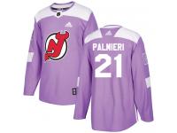 Men's New Jersey Devils #21 Kyle Palmieri Adidas Purple Authentic Fights Cancer Practice NHL Jersey