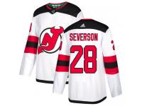 Men's New Jersey Devils #28 Damon Severson Adidas White Away Authentic NHL Jersey