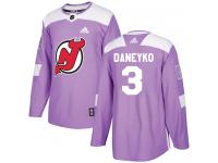 Men's New Jersey Devils #3 Ken Daneyko Adidas Purple Authentic Fights Cancer Practice NHL Jersey