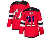 Men's New Jersey Devils #31 Eddie Lack Adidas Red Authentic USA Flag Fashion NHL Jersey