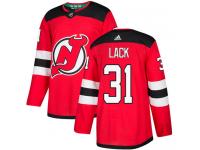 Men's New Jersey Devils #31 Eddie Lack Adidas Red Home Authentic NHL Jersey