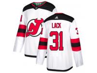 Men's New Jersey Devils #31 Eddie Lack Adidas White Away Authentic NHL Jersey