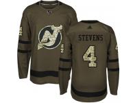 Men's New Jersey Devils #4 Scott Stevens Adidas Green Authentic Salute To Service NHL Jersey