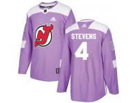 Men's New Jersey Devils #4 Scott Stevens Adidas Purple Authentic Fights Cancer Practice NHL Jersey