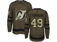 Men's New Jersey Devils #49 Eric Tangradi Adidas Green Authentic Salute To Service NHL Jersey