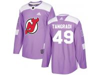 Men's New Jersey Devils #49 Eric Tangradi Adidas Purple Authentic Fights Cancer Practice NHL Jersey