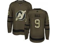 Men's New Jersey Devils #9 Taylor Hall Adidas Green Authentic Salute To Service NHL Jersey