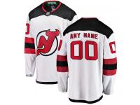 Men's New Jersey Devils White Away Breakaway Customized NHL Jersey