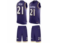 Men's Nike Baltimore Ravens #21 Lardarius Webb Purple Tank Top Suit NFL Jersey