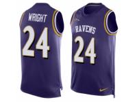 Men's Nike Baltimore Ravens #24 Shareece Wright Purple Player Name & Number Tank Top NFL Jersey