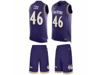 Men's Nike Baltimore Ravens #46 Morgan Cox Purple Tank Top Suit NFL Jersey