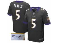 Men's Nike Baltimore Ravens #5 Joe Flacco Black Alternate Elite Autographed NFL Jersey